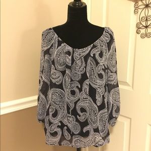 Liz Claiborne Black & White Paisley Blouse